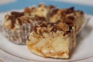 White Chocolate fudge with caramel swirl and topping