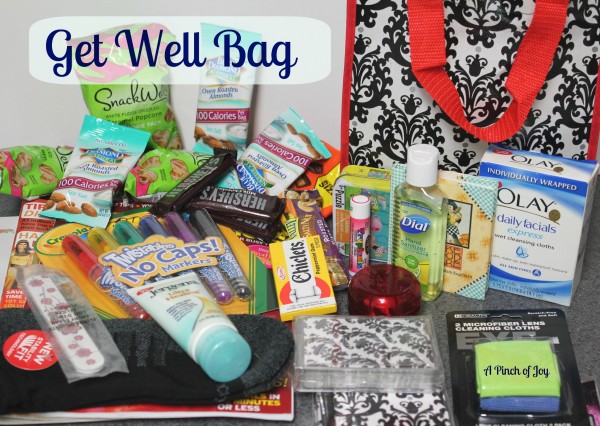 Get Well Bag with gifts for someone in hospital or under the weather -- A Pinch of Joy