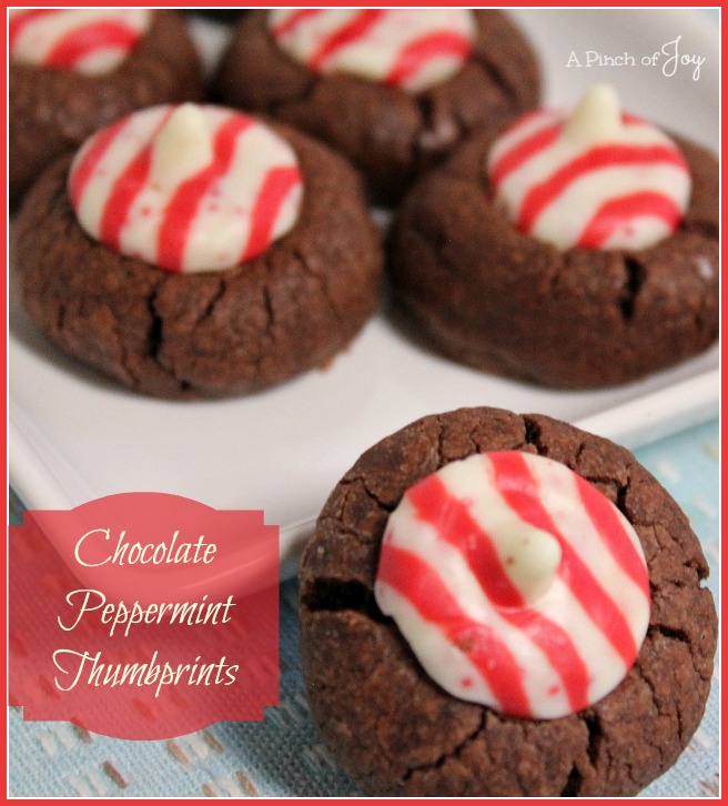 Peppermint Chocolate Thumbprints -- A Pinch of Joy