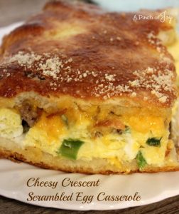 Cheesy Crescent Scrambled Egg Casserole -- A Pinch of Joy