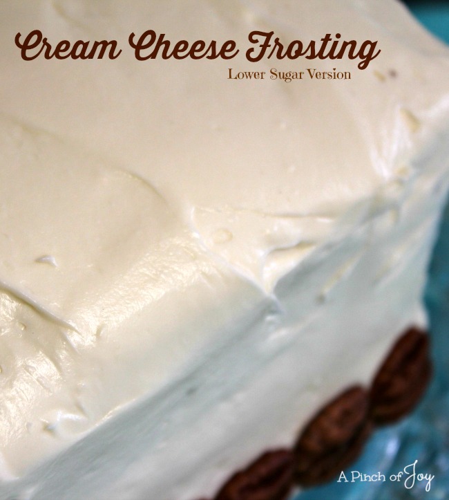 Cream Cheese Frosting (lower sugar version) -- A Pinch of Joy