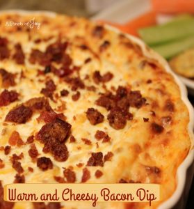Warm and Cheesy Bacon Dip -- A Pinch of Joy