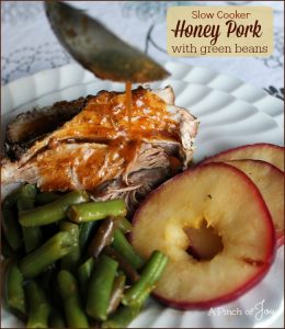 Slow Cooker Honey Pork with green beans -- A Pinch of Joy