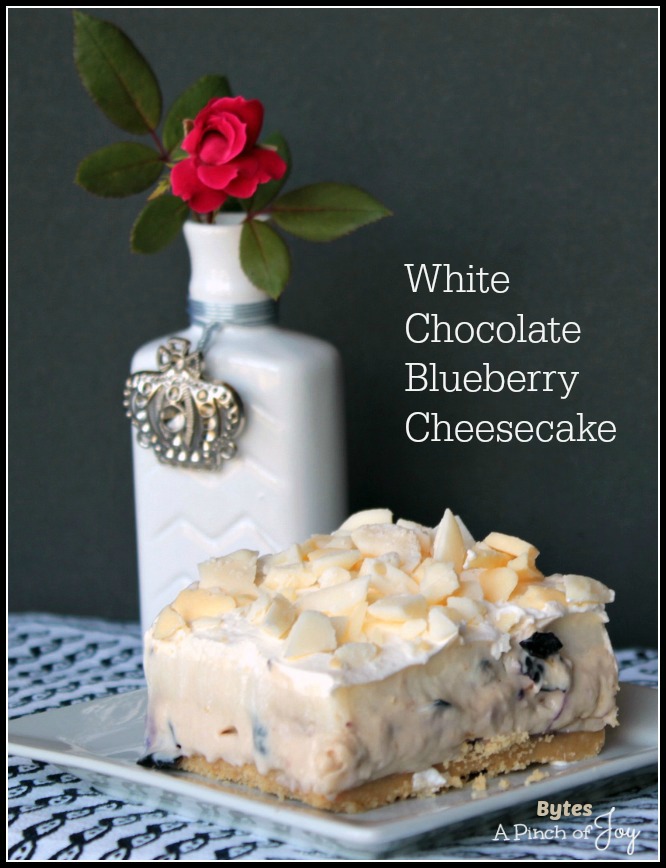 White Chocolate Blueberry Cheesecake -- A Pinch of Joy