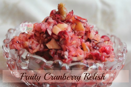 Sweet-tart Cranberry Relish with apple, oranges and nuts -- A Pinch of Joy 