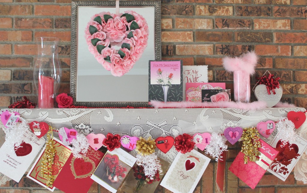 Valentine's Day Mantel and Banner
