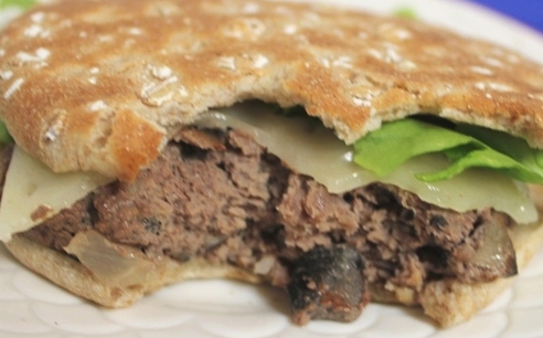 Burger made with mushroom and onion