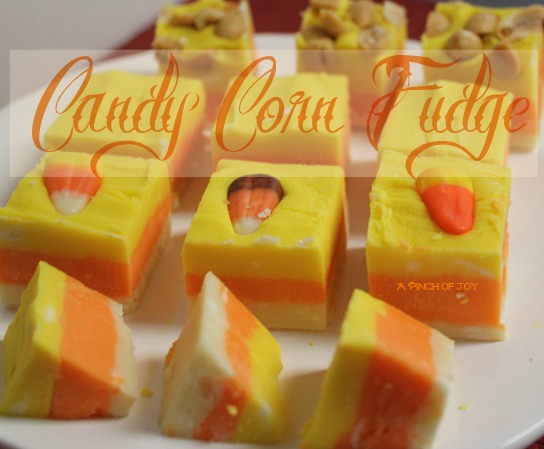 White, yellow and orange striped fudge that looks like candy corn