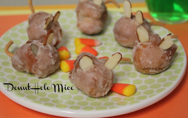 Mice made from donut holes A Pinch of Joy