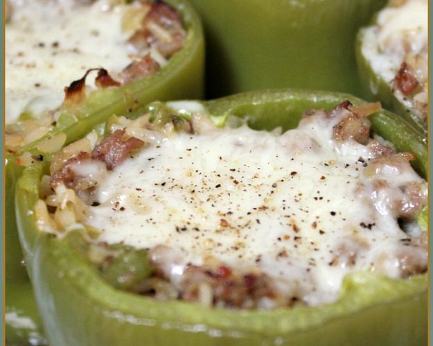 Baked Sausage Stuffed Peppers -- A Pinch of Joy