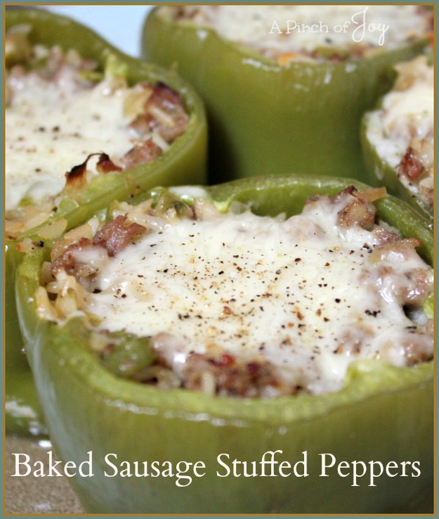 Baked Sausage Stuffed Peppers from A Pinch of Joy