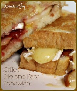 Grilled Brie and Pear Sandwich from A Pinch of Joy