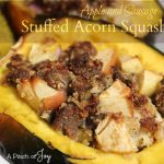 Apple and Sausage Stuffed Acorn Squash from A Pinch of Joy