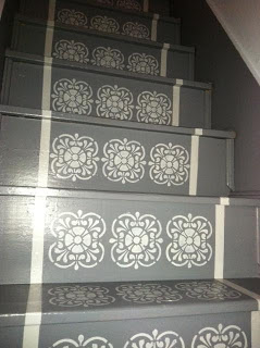 stenciled stairs