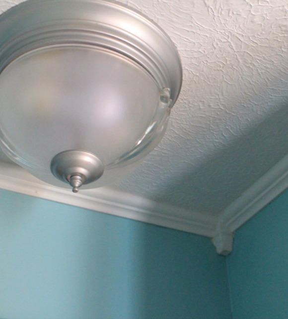 moulding and light fixture - powder room makeover -- A Pinch of Joy