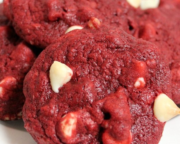 Red Velvet Cookies with white chocolate and walnuts