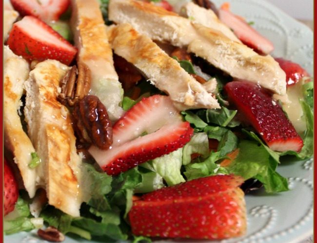 Grilled Chicken and Strawberry Salad with red wine vinegar dressing