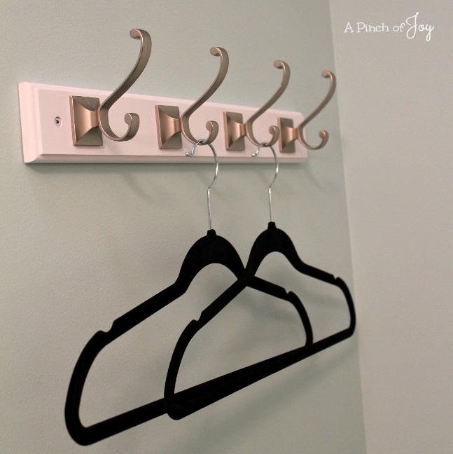 Hooks in Laundry Room -- A Pinch of Joy