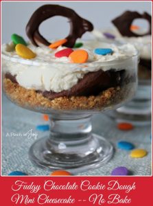 Fudgy Chocolate Cookie Dough Mini Cheesecake -- A Pinch of Joy