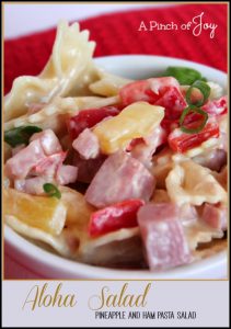 Aloha Pineapple and Ham Pasta Salad -- A Pinch of Joy an unexpected twist to pasta salad