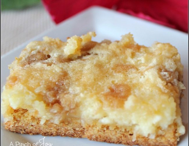 lemon-ooey-gooey-bars-a-pinch-of-joy The tang of lemon, the rich creaminess of the filling atop a thick crust, finished with butter crumbles.
