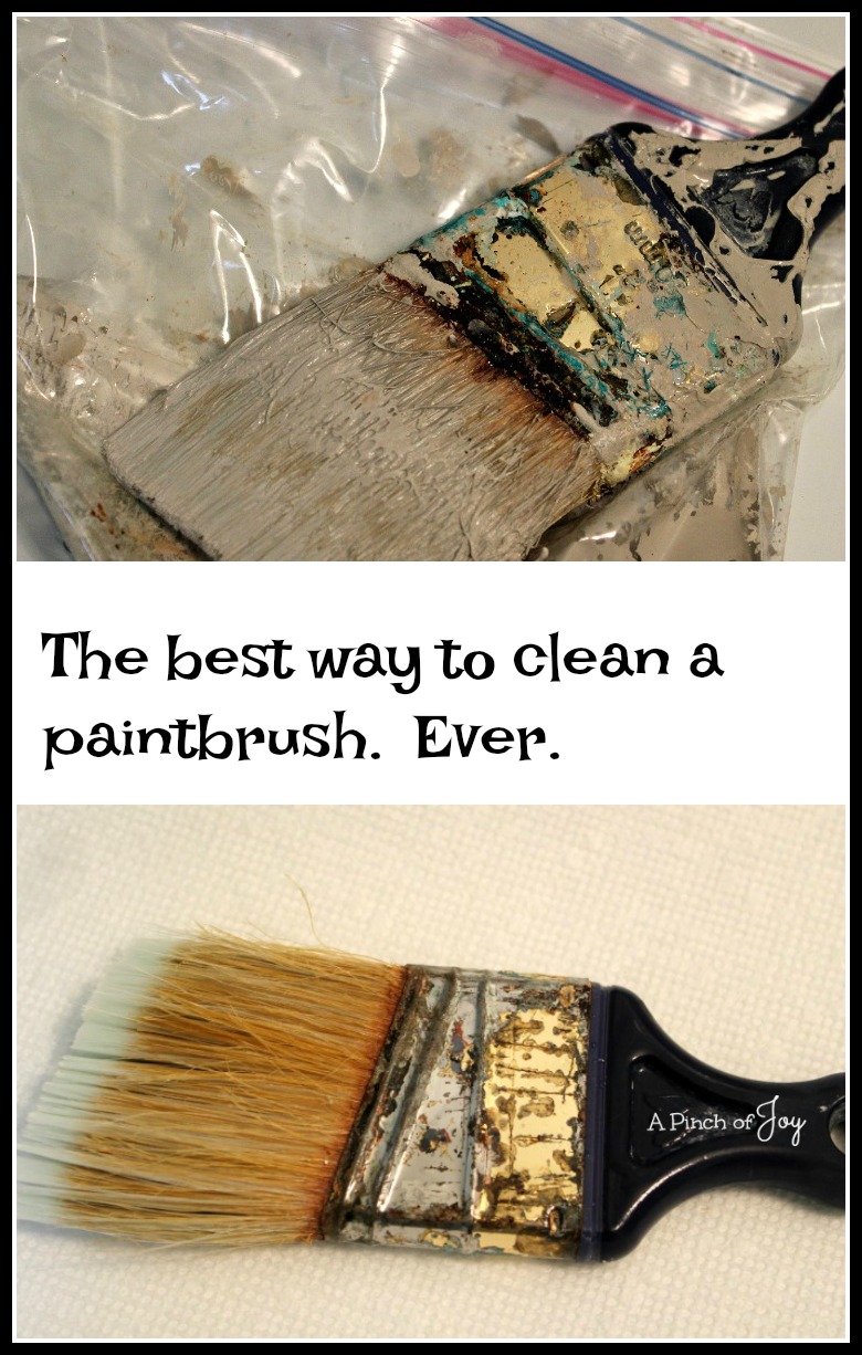 The best way to clean a paintbrush - even one that is badly abused and designated for the trash. A Pinch of Joy