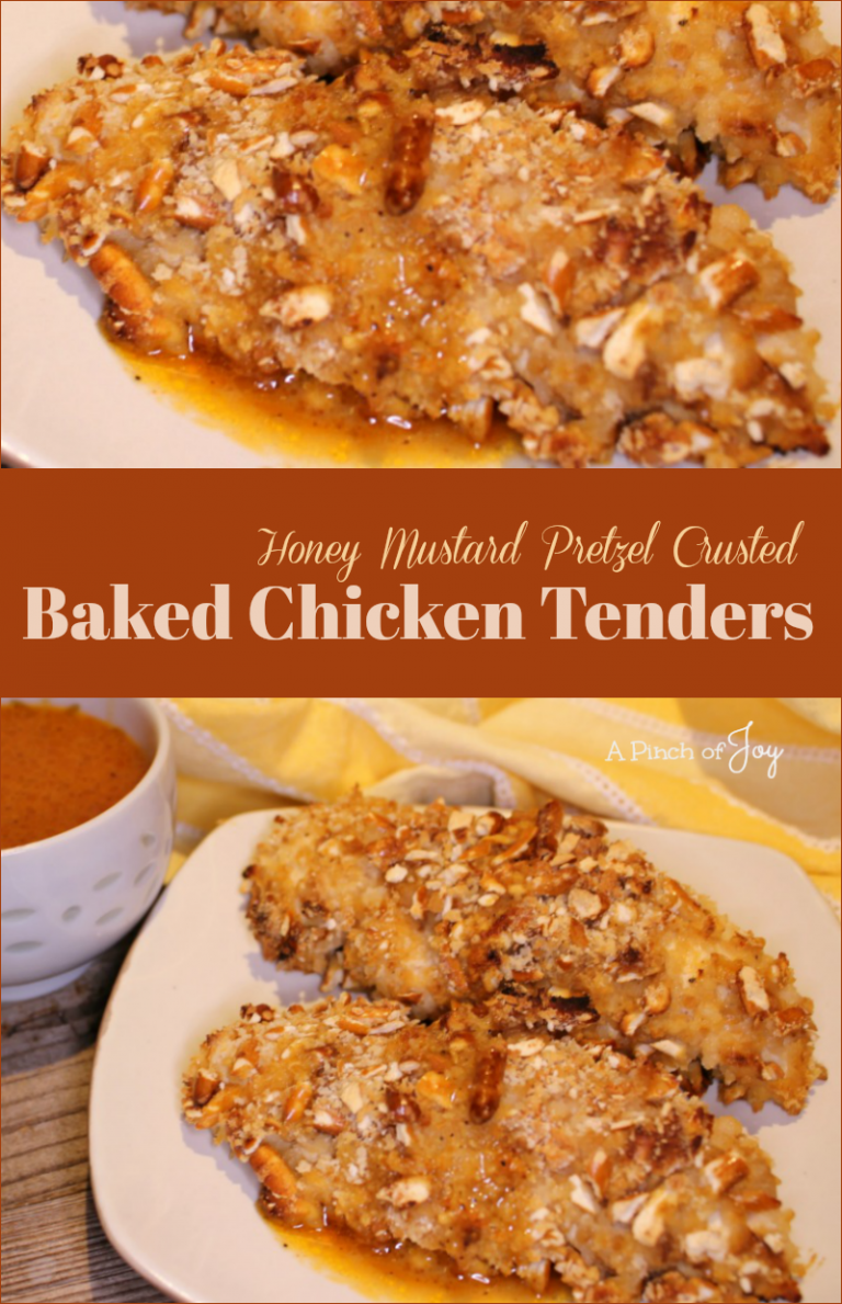 Honey Mustard Pretzel Coated Baked chicken Tenders A Pinch of Joy