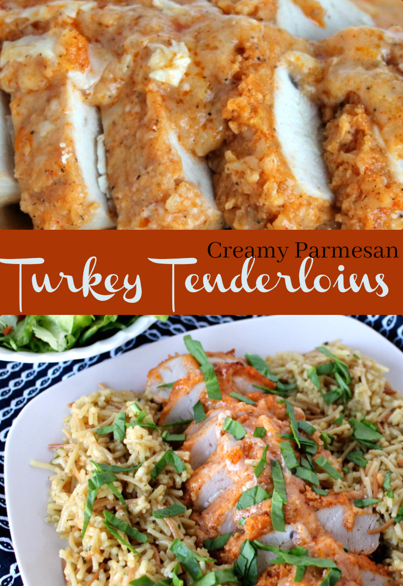 Creamy Parmesan Turkey Tenderloins. -- A Pinch of Joy Creamy Crusted Baked Turkey Tenderloins with a kick