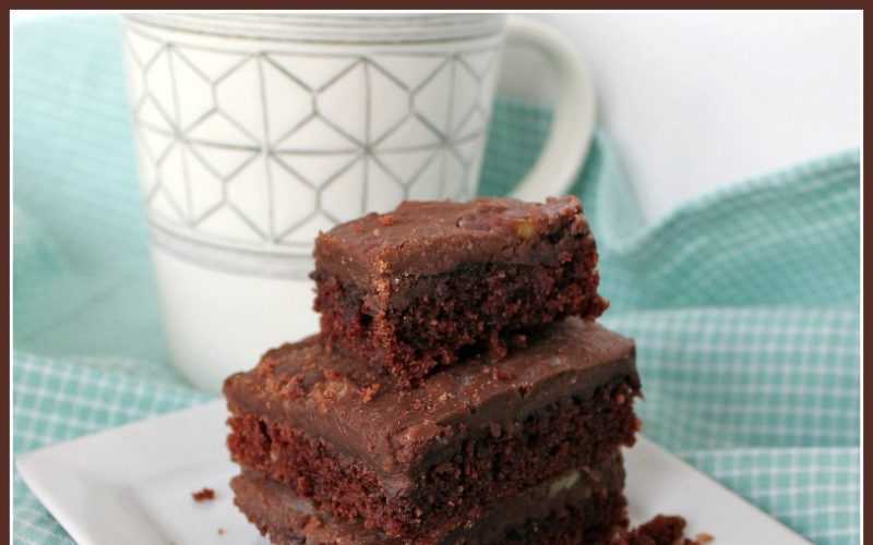 .Chocolate Buttermilk Sheet Cake -- A Pinch of Joy #QuickEasy Dense moist cake with the slight tang of buttermilk topped with fudgy rich frosting. Ready in 30 minutes.