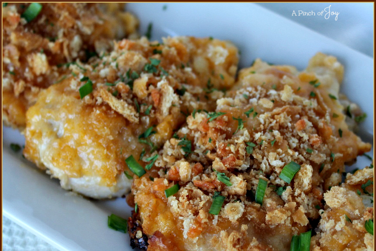 Crispy Ritz Cheesy Chicken -- A Pinch of Joy #Quick and Easy