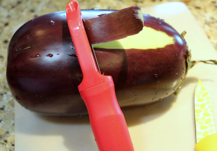 Peel the eggplant