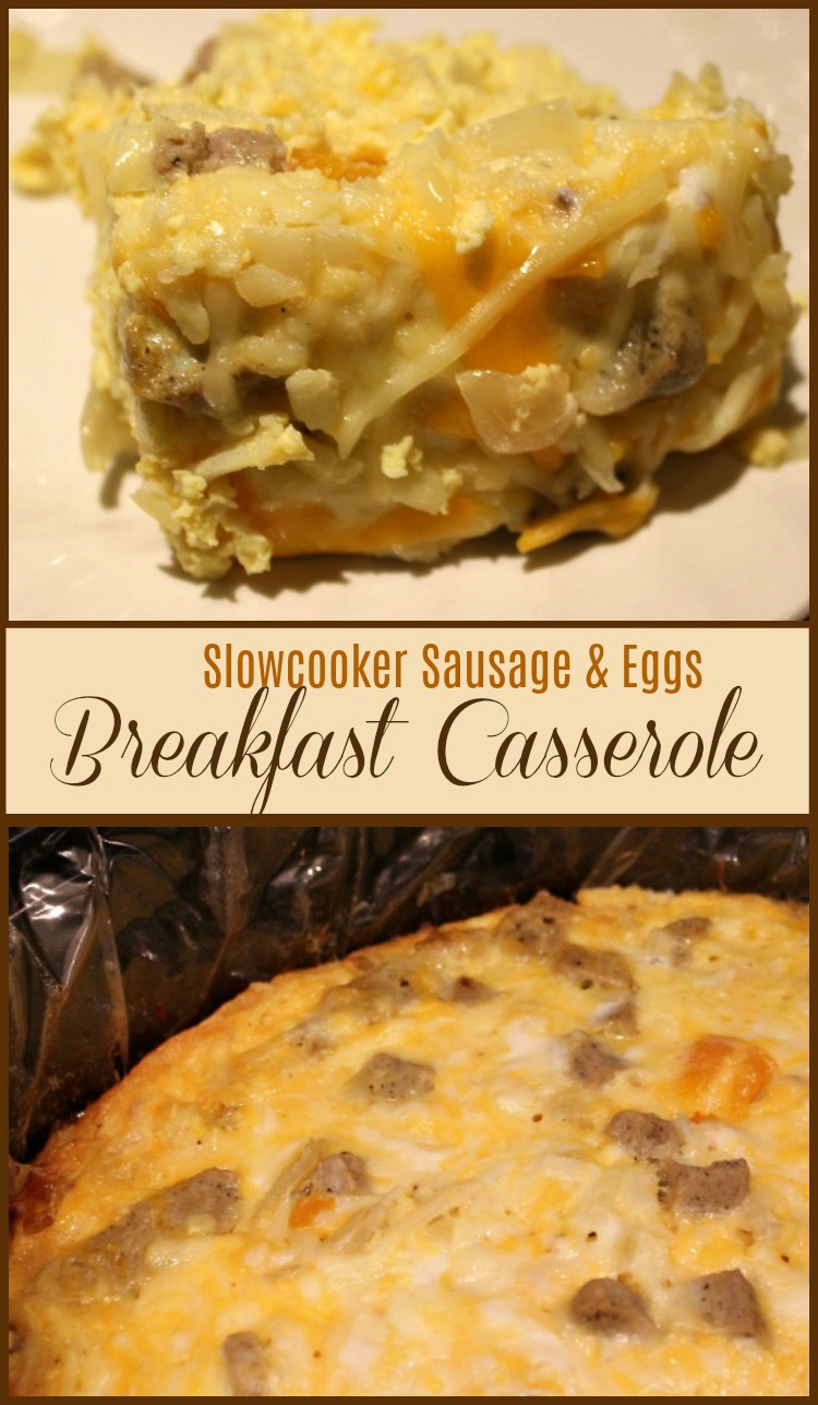 Slow Cooker Sausage and Eggs Breakfast Casserole - A Pinch of Joy