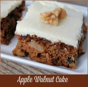 Apple Walnut Cake - A Pinch of Joy A spicy, moist cake chock full of apples chunks and walnuts!