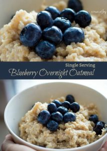 Blueberry Overnight Oatmeal Single Serving - A Pinch of Joy
