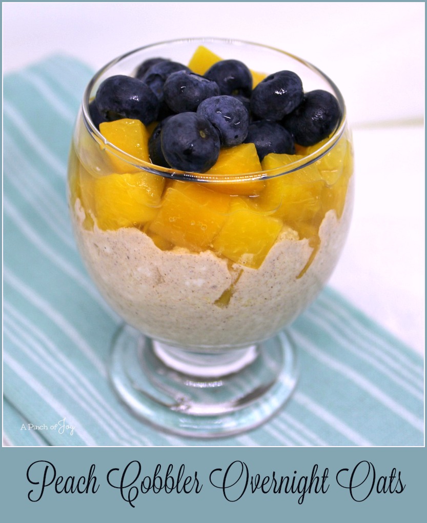 Peach Cobbler Overnight Oats - A Pinch of Joy