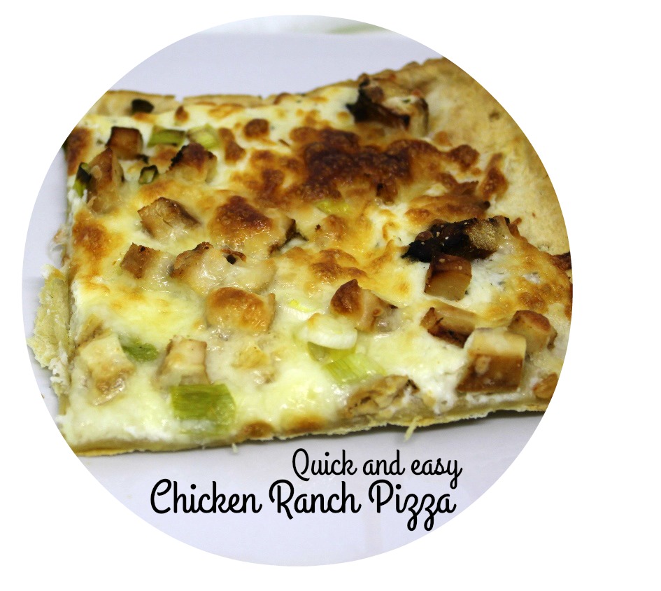 Quick and Easy chicken Ranch Pizza -- A Pinch of Joy..