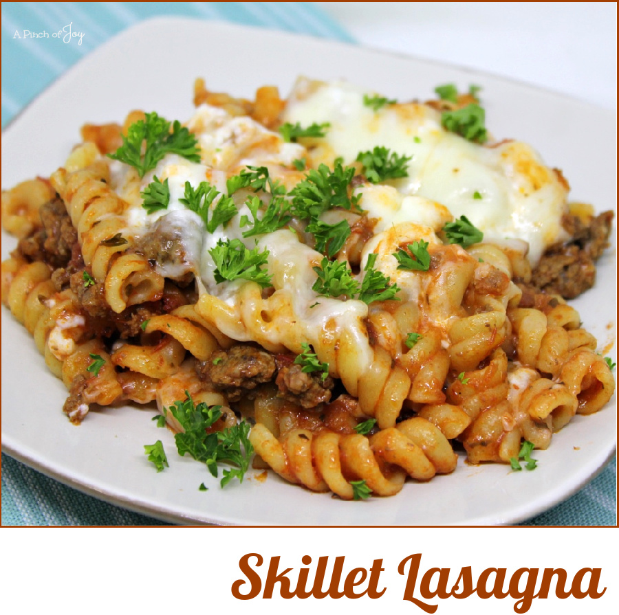 Skillet Lasagna -- A quick and easy recipe from A Pinch of Joy