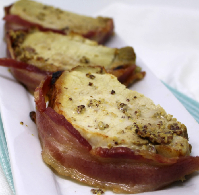 Bacon Wrapped Boubon Mustard Pork Loin Roast -- A Pinch of Joy