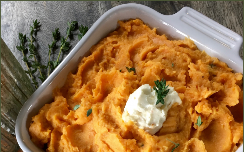 Creamy and Savory Mashed Sweet Potatoes -- A Pinch of Joy